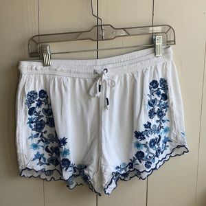 Abercrombie and Fitch White and Blue Floral Shorts
